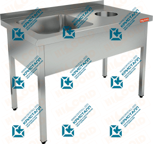 Ванна моечная цельнотянутая с отверстием для сбора отходов  HICOLD  НДСО1М-12/6БЛ