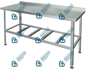 Стол разделочно-производственный с бортами, полка-решетка