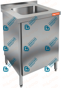 Стол нержавеющий с распашными дверцами и моечной ванной  HICOLD  НСЗ1М-6/6БП
