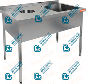 Ванна моечная цельнотянутая с отверстием для сбора отходов  HICOLD  НДСО1М-12/6БП