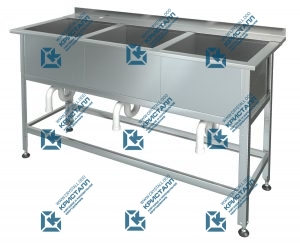 Мойка с бортом трехсекционная